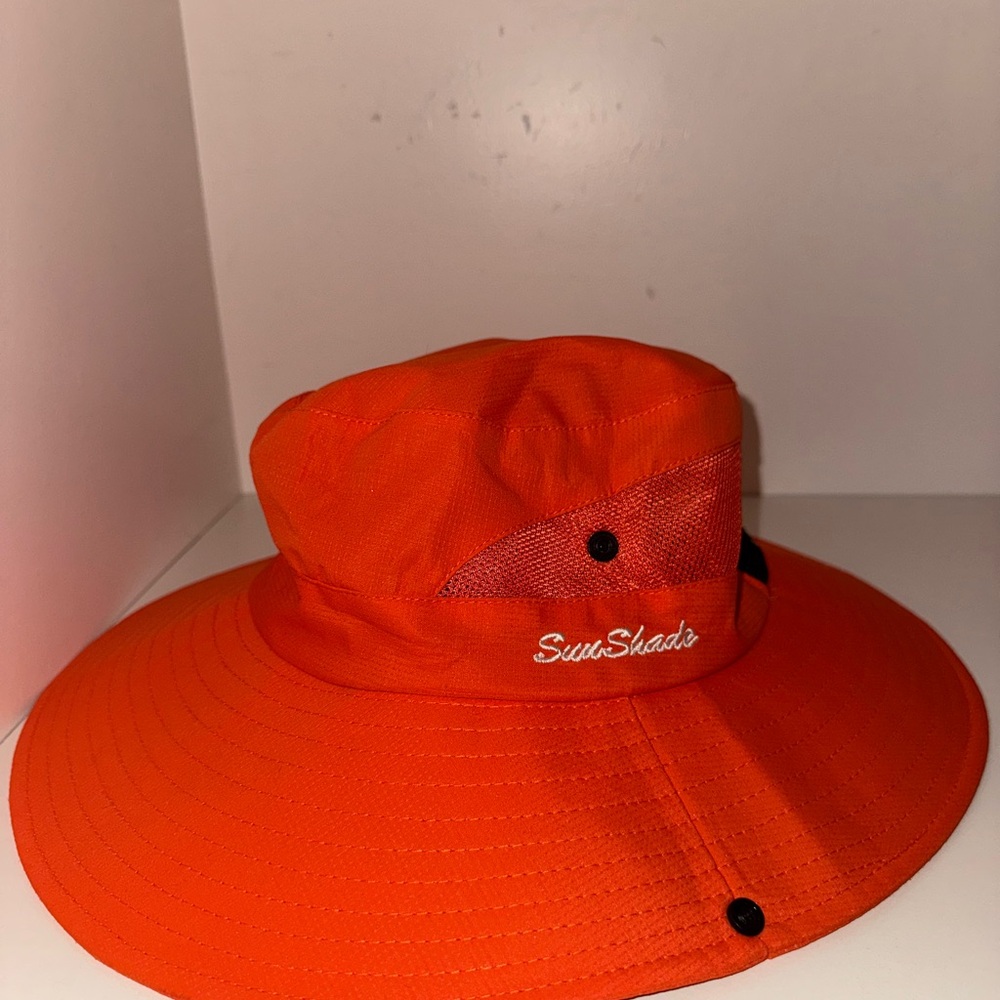 Orange Wide Brim Bucket Hat